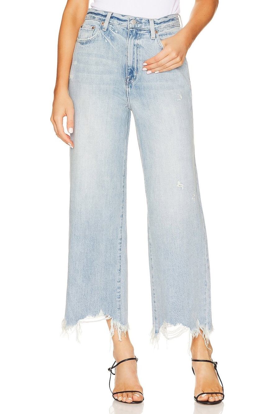 Pistola Loretta High Rise Wide Leg Jeans Oahu Vintage 27 Distressed Raw Hem